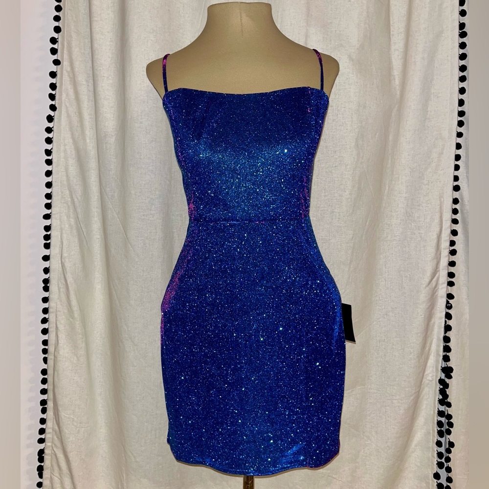 Lulus Blue Shimmer Bodycon Mini Dress - NWT - Size S